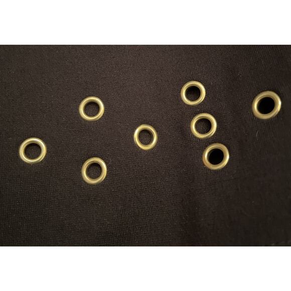 1X Ashley Blue Skirt Elastic Waist Gold Rivet Embellishment Black Slit - Picture 9 of 9